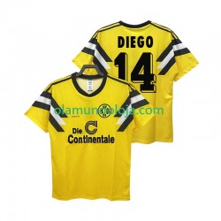 Camisola Borussia Dortmund DIEGO 14 DFB-POKAL 1989 Retro Homem Equipamento Primeiro Manga Curta
